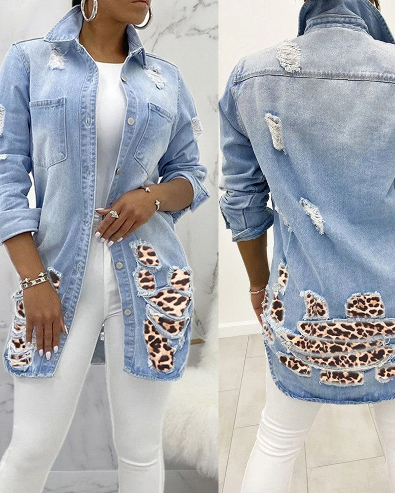 Jeans  Jacket   / Leopard Print