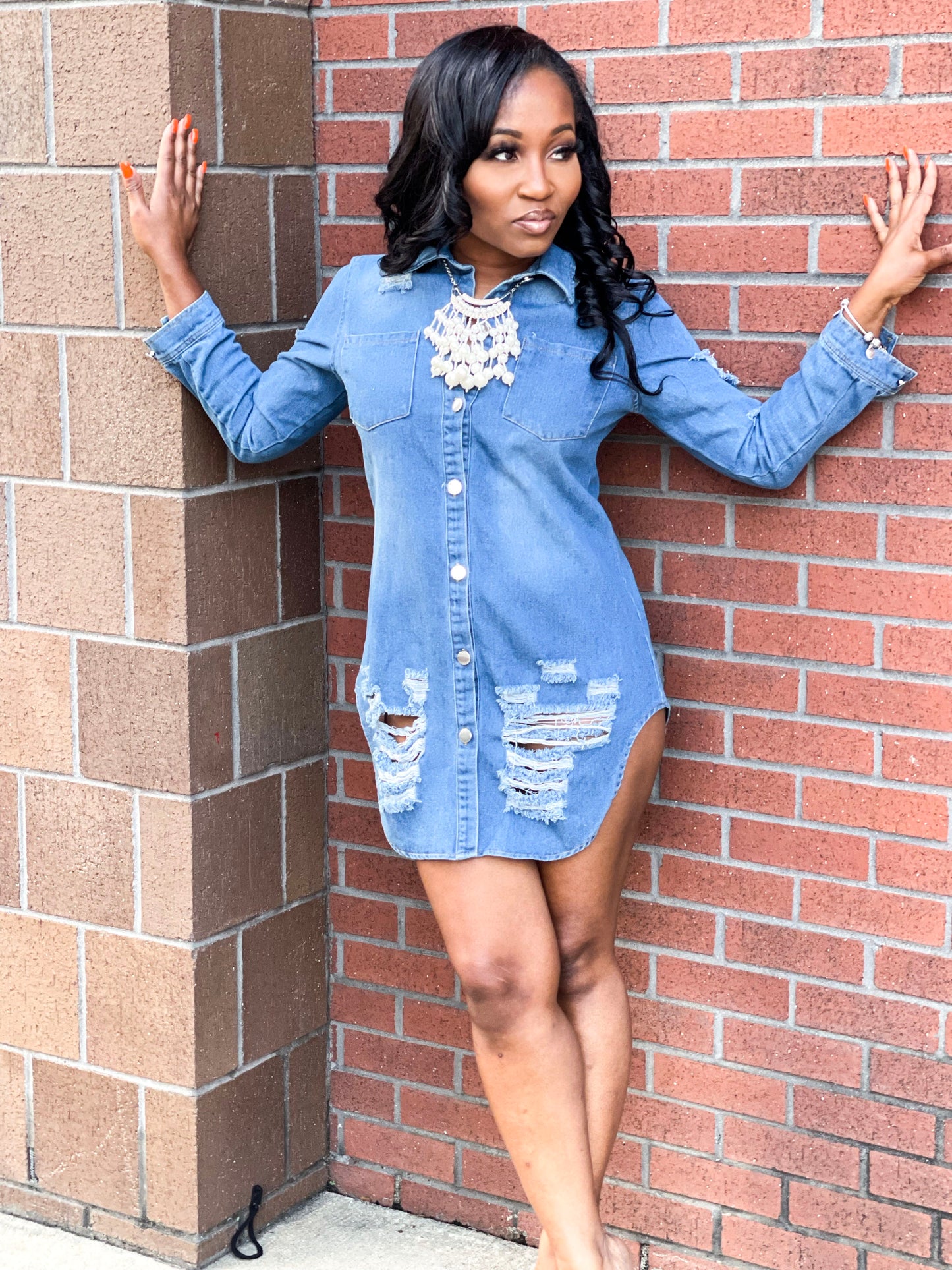 Denim Long shirt DRESS